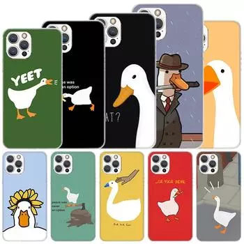 Мягкий чехол с изображением милого гуся и игры для iPhone 11 12 13 Mini 14 Pro Max Apple Phone Cover X XS XR SE 7 Plus 8 + 6 6S 5S Funda Coqu iPhone 11