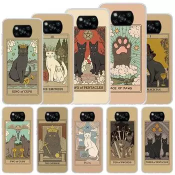 Мягкий чехол с картами Таро и милыми арт-кошками для Xiaomi Poco X3 NFC X4 M4 Pro M3 M2, чехол для телефона F3 F2 F1 Mi Note 10 Lite A3 A2 A1 Funda Co Xiaomi Poco X3