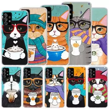 Мягкий чехол с латте, кофе, молоком, напитком, котом для Samsung Galaxy A51 A71 A50 A70 A21S, чехол для телефона A30 A20E A10 A31 A41 A6 A7 A8 A9 Samsung A71