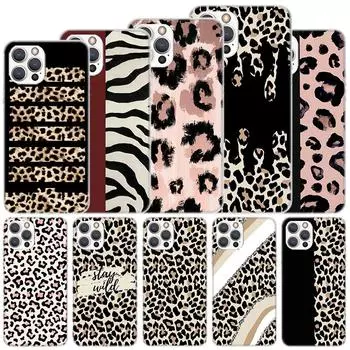 Мягкий чехол с леопардовым принтом для iPhone 11 12 13 Mini 14 Pro Max Apple, чехол для телефона X XS XR SE 7 Plus 8 + 6 6S 5S Funda Coque iPhone 11