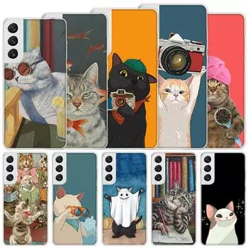 Мягкий чехол с милым рисунком Lucky Cats для Samsung Galaxy M12 M21 M30S M31 M32 M51 M52, чехол для телефона Note 8, 9, 10 + 20 Ultra J4 J6 Plus Samsung M11