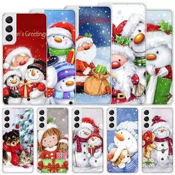 Мягкий чехол с милым Рождественским рисунком для Samsung Galaxy S22 S21 Ultra S20 FE S10 Plus, чехол для телефона S9 S8 + S10E S7 Edge S6 Samsung S21