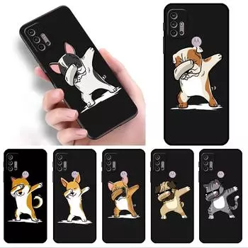 Мягкий чехол с милым животным в виде собаки для Motorola G60 G30 Edge 20 30 G22 G9 Play G52 G8 G9 Power G50 One Fusion, черный чехол для телефона Moto G50