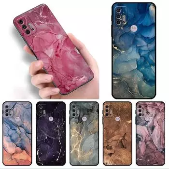 Мягкий чехол с мраморным узором для Motorola G60 G30 Edge 20 30 G22 G9 Play G52 G8 G9 Power G50 One Fusion, черный чехол для телефона Moto G50