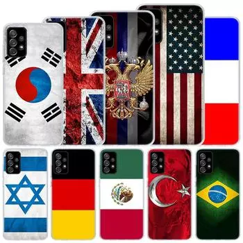 Мягкий чехол с национальным флагом RU FR UK для Samsung Galaxy A52 A53 A32 A22 A12 5G, чехол для телефона A33 A23 A13 A72 A73 A02S A03S A42 Coque S Samsung A02S
