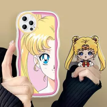 Мягкий чехол с подставкой для телефона Samsung Galaxy S23 Ultra 5G S22 S21 S20 FE S10 M23 A11 A72 A32 A03 A33 A03S J7 Prime J6, милый волнистый защитный чехол Samsung A72/A72 5G