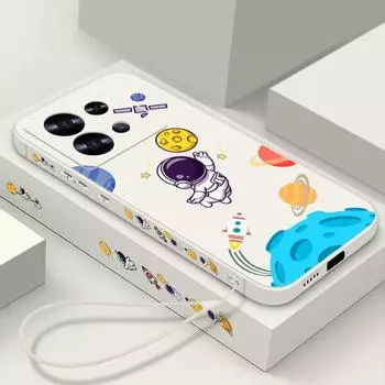 Мягкий чехол с принтом планеты астронавта для Xiaomi 13T Poco X6 Pro F6 Redmi Note 13 Pro 12 11 10, силиконовый ремешок, защита объектива, тонкий противоударный чехол для телефона Redmi Note 13 4G бежевый