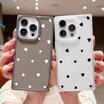 Мягкий чехол с рисунком в виде сердечек для iPhone 16 Pro Max 15 Pro 14 Plus 13 12 11, прозрачный, ударопрочный, прозрачный чехол для телефона из ТПУ iPhone 16