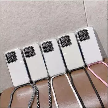 Мягкий чехол-шнурок для ожерелья через плечо для Xiaomi Mi 14T Pro 14 T, противоударный прозрачный силиконовый чехол для Xiaomi 14Tpro 13T For Xiaomi 14T оранжевый