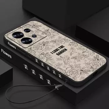 Мягкий чехол-шнурок с принтом розы для Xiaomi 14t 13t 12t 11t 10t Poco F6 X6 X5 Pro Redmi Note 13 12 11 10 9 Pro, ударопрочный тонкий защитный чехол для объектива Redmi Note 13 4G бежевый