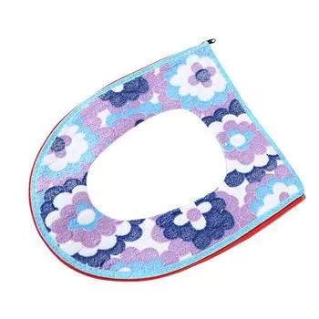 Мягкий чехол, теплый чехол на сиденье для унитаза, декор для ванной комнаты, цветочный принт, коралловый бархат, моющиеся подушечки для сиденья синий