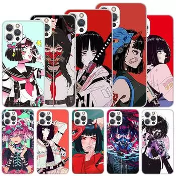 Мягкий чехол в японском стиле с изображением девушки из аниме для iPhone 11 12 13 Mini 14 Pro Max Apple Phone Cover X XS XR SE 7 Plus 8 + 6 6S 5S Funda Co iPhone 11