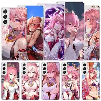 Мягкий чехол Yae Miko Genshin Impact для Samsung Galaxy S22 S21 Ultra S20 FE S10 Plus, чехол для телефона S9 S8 + S10E S7 Edge S6 Funda Coq Samsung S21