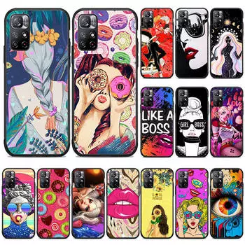 Мягкий черный чехол BW-20 Donut Girl для Samsung S22 S23 S21 S24 FE Ultra iPhone XR 14 15 11 12 13 6 7 8 X XS Pro Max S8 Plus
