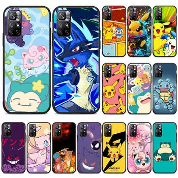 Мягкий черный чехол BW-48 Pokemon для Samsung S22 S23 S21 S24 FE Ultra iPhone XR 14 15 11 12 13 6 7 8 X XS Pro Max S8 Plus