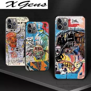 Мягкий черный чехол для телефона Jean Michel Basquiat Art Graffiti для Apple iPhone 13 12 11 SE XS XR X 7 8 6 5 S mini Plus Pro MAX 2020 iphone 13 Promax сплав оранжевый
