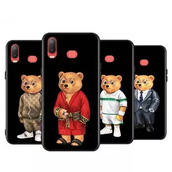 Мягкий черный чехол для телефона с милым медведем из мультфильма Samsung Galaxy A750 A9 A8 A7 A6 A5 A3 Plus 2018 2017 2016 Galaxy A3 2016