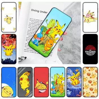Мягкий черный чехол JP37 Pikachu Pokmon для Xiaomi Poco X6 X4 M5 M6 F5 F6 C65 C55 C50 C51 C40 Pro Redmi 14C A3X 13C 12C 11T 10A 9C Note 7 6 8A Plus Xiaomi 12 капри