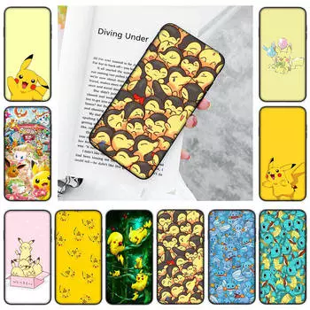 Мягкий черный чехол JP38 Pokemon Pikachu для Samsung Note 20 Lite S24 Ultra S23 A03 A05 A06 A11 A71 A15 A16 A13 A24 A25 A33 A52 A53 A50 M55 M35 Plus Samsung S24 серый