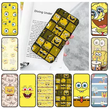 Мягкий черный чехол JS41 Cut SpongeBob для Xiaomi Poco X6 X4 M5 M6 F5 F6 C65 C55 C50 C51 C40 Pro Redmi 14C A3X 13C 12C 11T 10A 9C Note 7 6 8A Plus Redmi A3X эбеновый