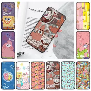 Мягкий черный чехол JS44 SpongeBob Cartoon для Xiaomi Poco X6 X4 M5 M6 F5 F6 C65 C55 C50 C51 C40 Pro Redmi 14C A3X 13C 12C 11T 10A 9C Note 7 6 8A Plus Redmi Note 8T ирис