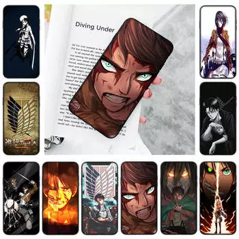 Мягкий черный чехол JW87 Attack on Titan для iPhone 16 15 Plus 14 13 Pro 8 SE XR XS Max P30 Nova 5T Y5P Y6 Y7 Y8P Y9 Realme C30 C33 C31 VIVO Y36 V27 Huawei P30 Lite аэро