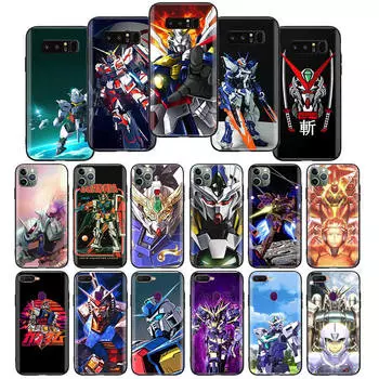 Мягкий черный чехол W-19 Gundam Meister для iPhone 11 12 13 14 15 6 7 8 X XS Pro Max XR Samsung S21 S22 S23 S24 FE Ultra S8 Plus