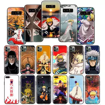 Мягкий черный чехол W-20 Naruto Hokage для iPhone 11 12 13 14 15 6 7 8 X XS Pro Max XR Samsung S21 S22 S23 S24 FE Ultra S8 Plus iPhone 15 Plus коричневато-жёлтый