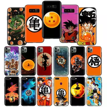 Мягкий черный чехол W-27 с логотипом Goku для iPhone 11 12 13 14 15 6 7 8 X XS Pro Max XR Samsung S21 S22 S23 S24 FE Ultra S8 Plus