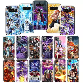 Мягкий черный чехол W-9 One Piece Oka Shichibukai для iPhone 11 12 13 14 15 6 7 8 X XS Pro Max XR Samsung S21 S22 S23 S24 FE Ultra S8 Plus
