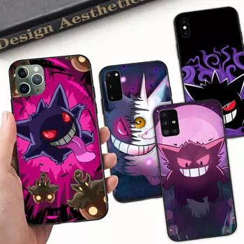 Мягкий черный чехол Z-20 Pokemon Ghost для Samsung S22 S23 S21 S24 FE Ultra iPhone XR 14 15 11 12 13 Pro Max Redmi Note 13C 8 A12 A55