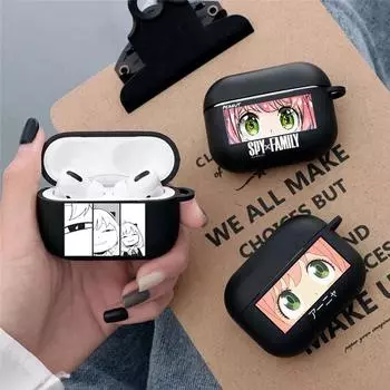 Мягкий черный силиконовый чехол для Apple Airpods Pro 3 2 1, японское аниме Spy X, семейный Bluetooth, беспроводной чехол для наушников, чехлы для Airpod