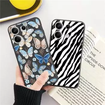 Мягкий черный силиконовый чехол с рисунком бабочки для Xiaomi Redmi Camera, противоударный защитный резиновый чехол-бампер для чехлов Redmi Note 13 Pro 13C Xiaomi Poco X3