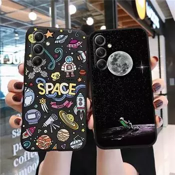 Мягкий черный силиконовый чехол с рисунком кота из мультфильма для Samsung Galaxy A55 A54 A35 A34 для Samsung S24 S23 Ultra, противоударный защитный чехол для камеры Samsung Galaxy S10 4G