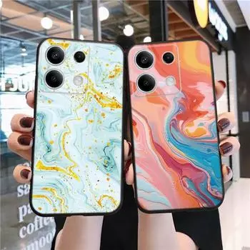 Мягкий черный силиконовый чехол с рисунком в виде цветка мрамора для Samsung Galaxy A55 A54 A34 S24 Xiaomi Redmi Note 13 Pro, противоударный защитный чехол для камеры Samsung Galaxy S23