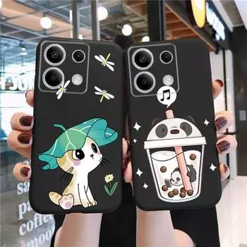 Мягкий черный силиконовый чехол с рисунком в виде животного кота для Samsung Galaxy A55 A54 A34 A15 S24 Xiaomi Redmi Note 13 Pro, противоударный защитный чехол для камеры Samsung Galaxy S23