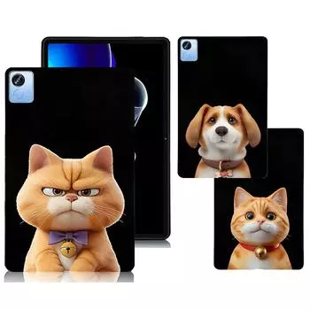 Мягкий черный защитный чехол TPU с изображением щенка и кота для OPPO Realme Pad X, противоударный чехол для планшета OPPO Realme Pad X