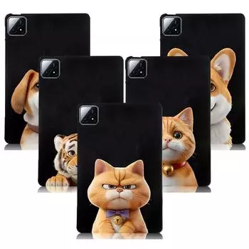Мягкий черный защитный чехол TPU с изображением щенка и кота для Xiaomi Pad5 Pad6 Redmi Pad SE Redmi Pad Pro, противоударный чехол для планшета Xiaomi Pad 6S Pro Redmi Pad SE 8.7