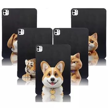 Мягкий черный защитный чехол TPU с изображением щенка и кота для iPad Air, iPad Mini, iPad Pro11 Pro13, iPad8, iPad7, iPad Air13, противоударный чехол для планшета iPad Mini 4/5