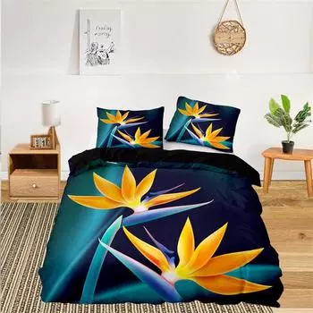 Мягкий цветочный комплект постельного белья для детей, девочек, взрослых, листьев, цветов, веток, пододеяльник, наволочки, декор для спальни EU single(135x200cm)