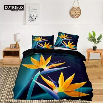 Мягкий цветочный комплект постельного белья для детей, девочек, взрослых, листьев, цветов, веток, пододеяльник, наволочки, декор для спальни EU single(135x200cm)