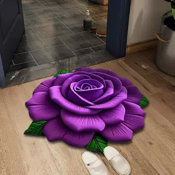 Мягкий цветочный коврик для пола, впитывающий диатомитовый коврик, нескользящий, 3D визуальный 60cm красный