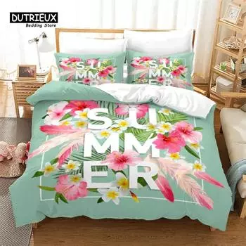 Мягкий цветочный пододеяльник с наволочками, летние цветы, 3D-принт, комплект постельного белья размера «king-size» для взрослых, детей, девочек, подростков, декор 70x133cm 2pcs