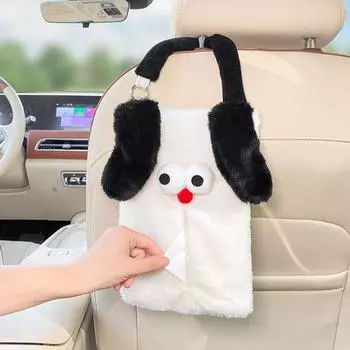 Мягкий держатель для салфеток в виде собаки из мультфильма, коробка для салфеток на спинку сиденья автомобиля, креативная коробка для салфеток на спинку сиденья, мягкий чехол-органайзер для автомобиля жёлтый