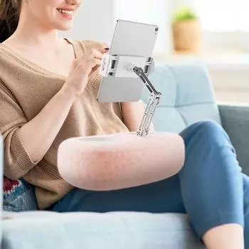 Мягкий держатель для телефона, подставка для планшета, регулируемая подставка для телефона, гибкая подставка для планшета, складной держатель для телефона, милый плюшевый светло-розовый