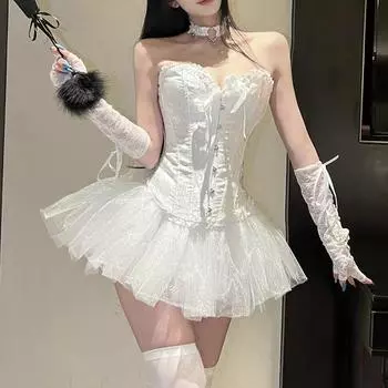 Мягкий дымчатый Luo сексуальное нижнее белье ночная сценическая одежда юбка-пачка сексуальный кролик обтягивающий жилет униформа костюм One size