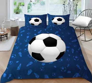 Мягкий дышащий домашний пододеяльник 3D комплекты постельного белья для футбола, мягкие для взрослых, детей и мальчиков, удобные, крутые, один королевский размер Single 135x200cm