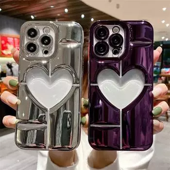 Мягкий гальванический чехол для телефона с сердечком любви для Iphone 14 13 12 11 Pro Max 14 Plus 14pro противоударный мягкий силиконовый чехол на заднюю панель For iPhone 13Pro