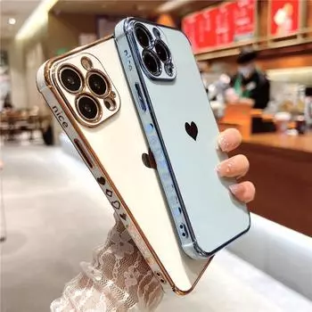 Мягкий гальванический чехол для телефона с сердечком любви для Iphone 11 12 13 Pro Max Xs X Xr 7 8 Plus Mini Se 2020, силиконовый чехол For iPhone SE 2020