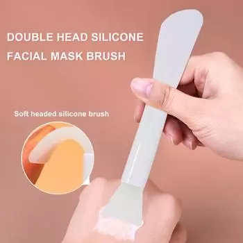 Мягкий гигиенический инструмент для макияжа с двойной головкой, кисть для маски с плоской головкой для нанесения белый